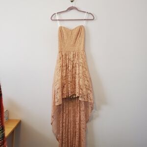 Windsor High Low Strapless Sweetheart Lace Pink